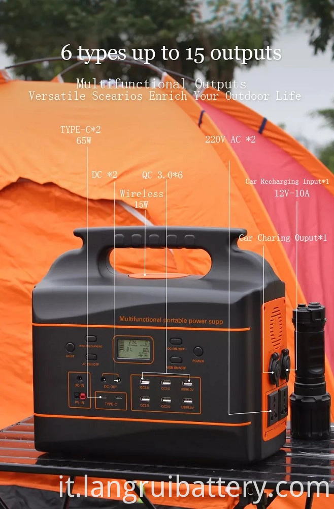 Pannello solare da campeggio ad alta capacità AC 1000WH Batteria al litio Stazione di carica del caricatore wireless portatile